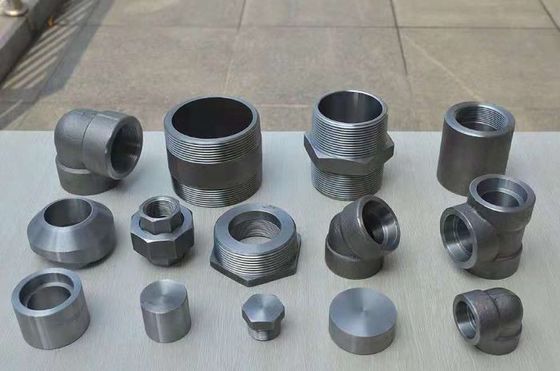 Phụ kiện rèn áp lực cao ASME B16.11 Nắp khuỷu tay Tee núm vú Lắp sắt dễ uốn